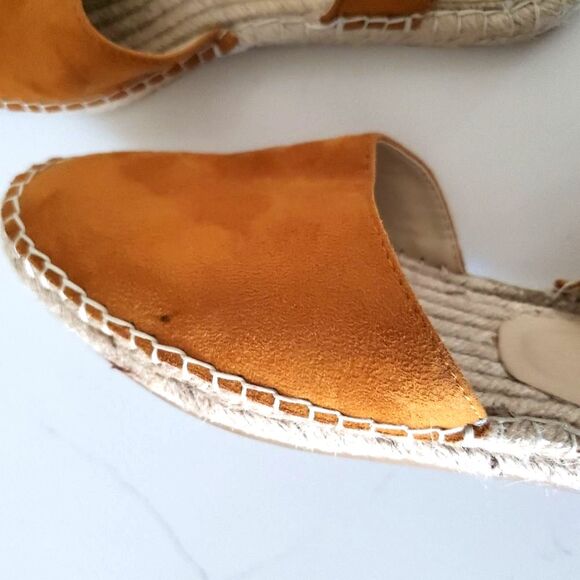 Zara Slingback Espadrilles Women US 6.5-7 EU 37 Faux Suede Mustard Yellow Shoes - Picture 4 of 8
